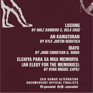 35th Gawad Alternatibo Documentary Official Finalists, featuring IBAYO by John Christian G. Roma