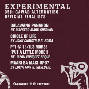 35th Gawad Alternatibo Experimental Official Finalists, featuring Circle of Life by John Christian G. Roma